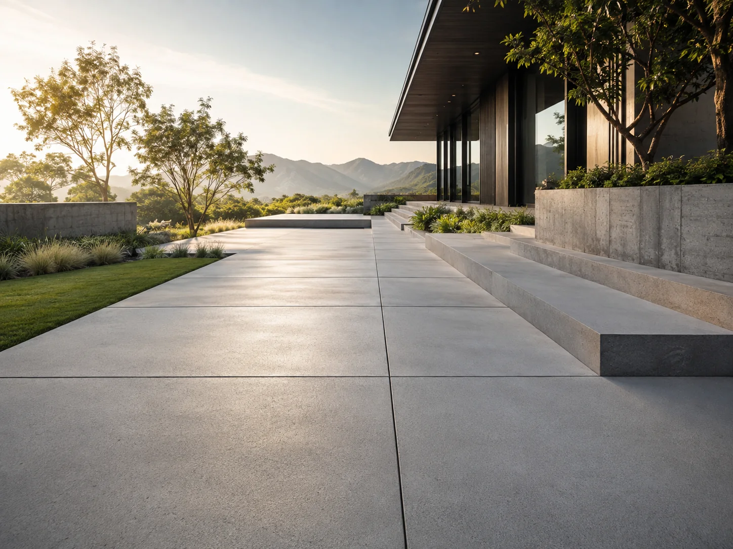 Maison contemporaine avec terrasse et aménagement paysager