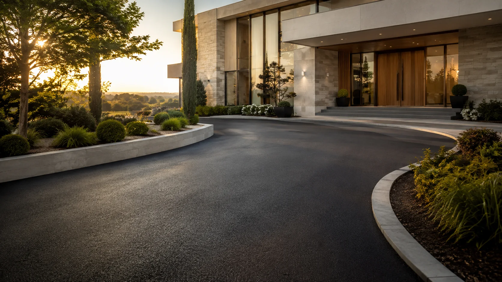 Allée premium devant maison contemporaine